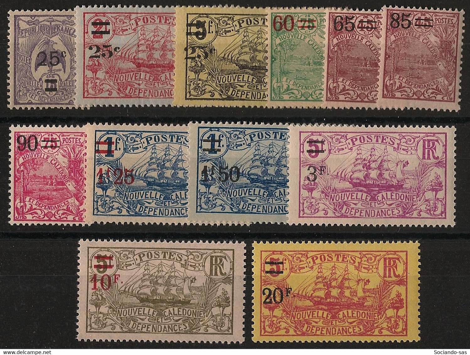 NOUVELLE CALEDONIE - 1924-27 - N°YT. 127 à 138 - Série Complète - Neuf * / MH VF - Neufs