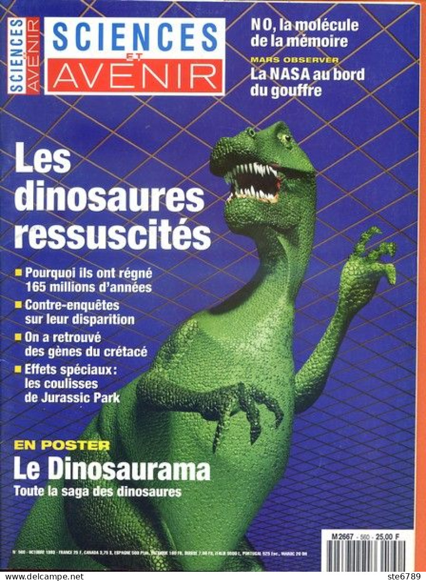 Sciences Et Avenir N° 560 Octobre 1993 Dossier Dinosaures , NASA , NO Molécule Mémoire - Science