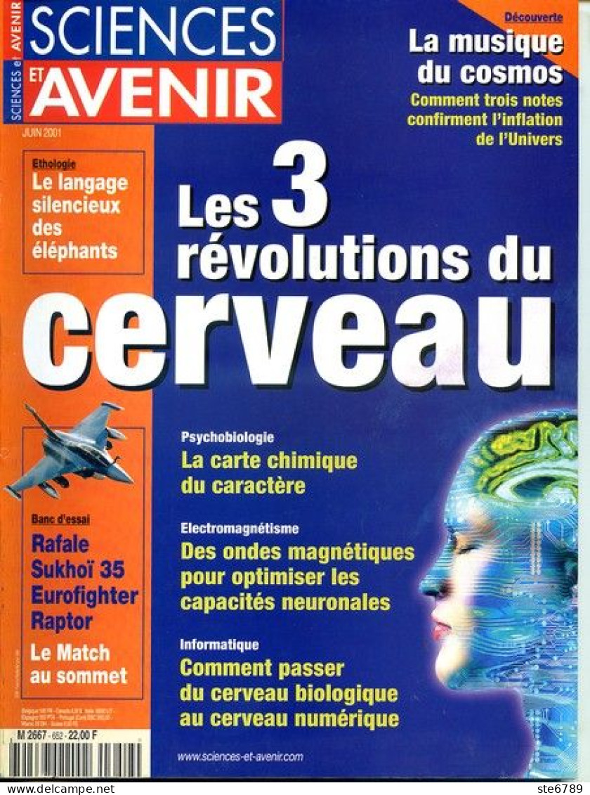 Sciences Et Avenir N° 652 Juin 2001  Les 3 Révolutions Du Cerveau , Langage éléphants , Rafale Sukhoi Raptor Eurofighter - Scienze
