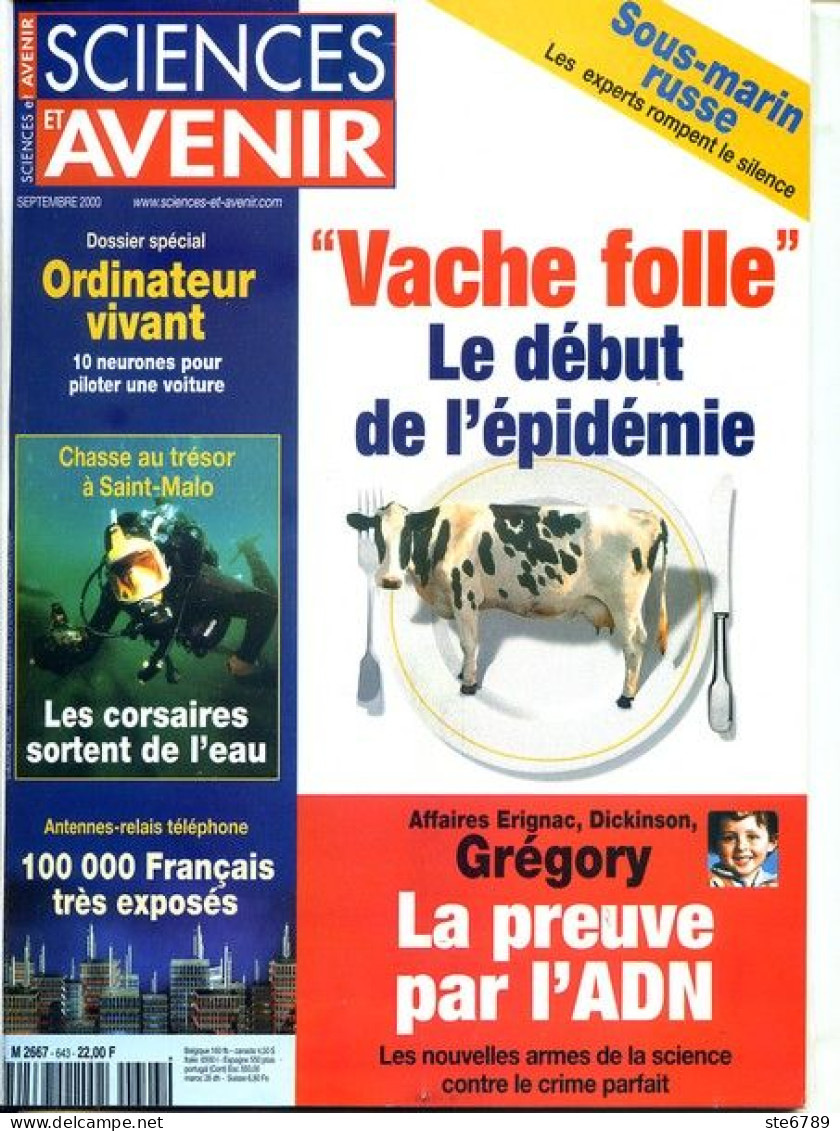 Sciences Et Avenir N° 643 Septembre 2000 Vache Folle épidémie , La Preuve Par ADN , Antennes Relais Telephone - Science