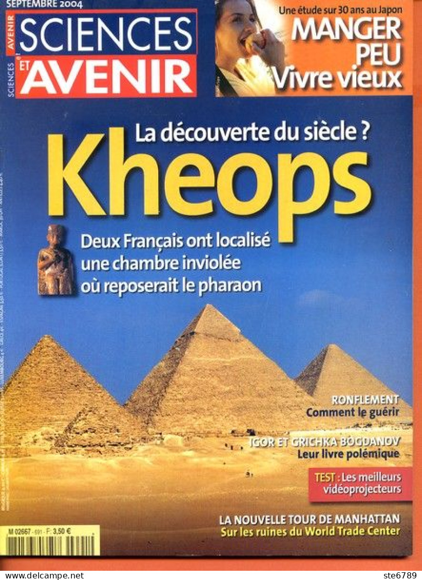 Sciences Et Avenir N° 691 Septembre 2004 Egypte Découverte Kheops , Manger Peu , Ronflement , Nouvelle Tour Manhattan - Science