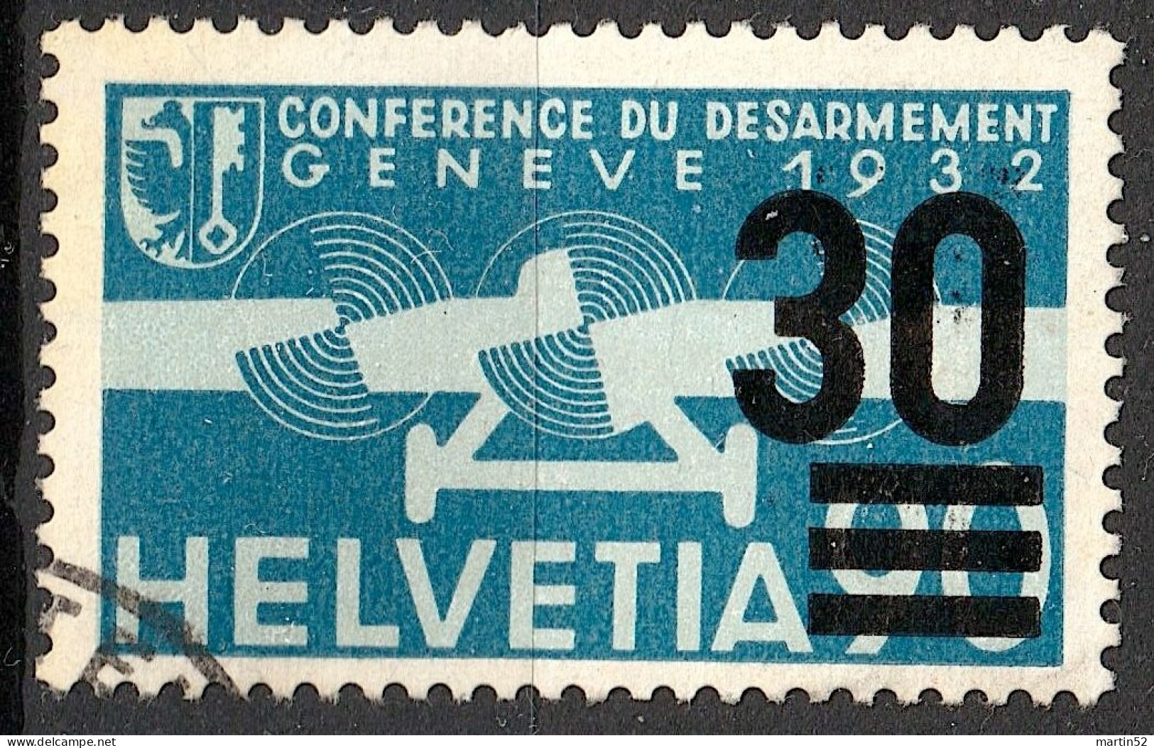 Schweiz Suisse 1936: Aufdruck "30==" Zu PA 23 Mi 292 Mit Eck-Stempel  ...TEN (Zumstein CHF 25.00) - Oblitérés