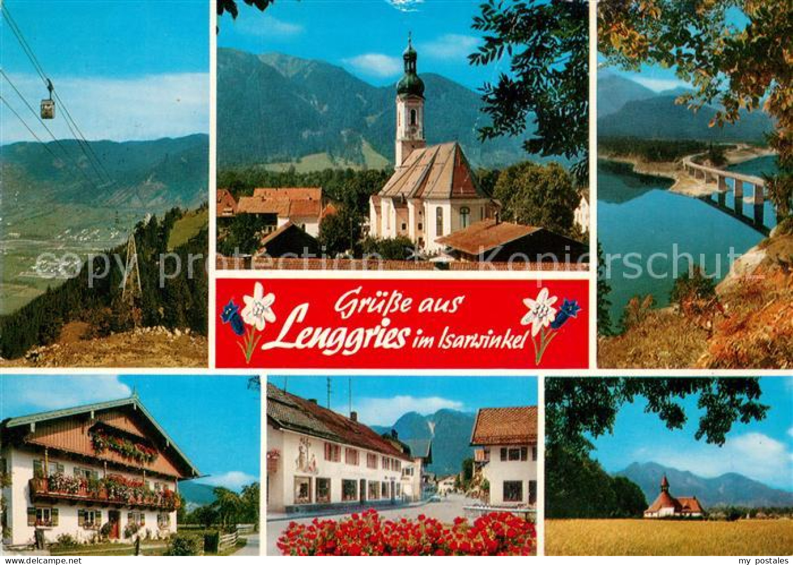 73177881 Lenggries Bergbahn Kirche Landschaftspanorama Bruecke Ortsmotiv Lenggri - Lenggries