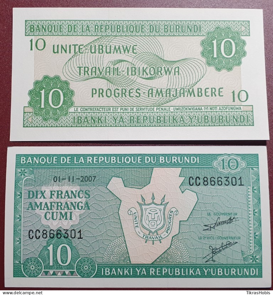 Burundis 10 Francs, 2007 P-33e.2 - Burundi