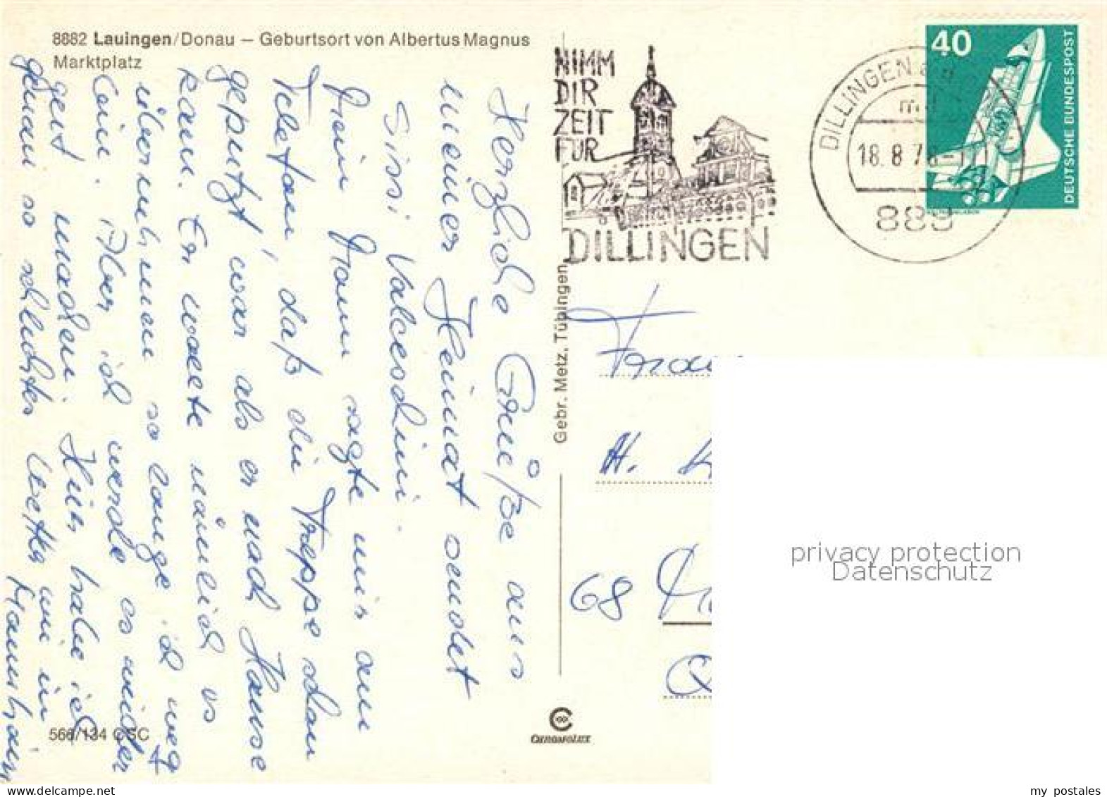 73177836 Lauingen Donau Marktplatz Denkmal Schimmelturm Geburtsort Von Albertus  - Lauingen