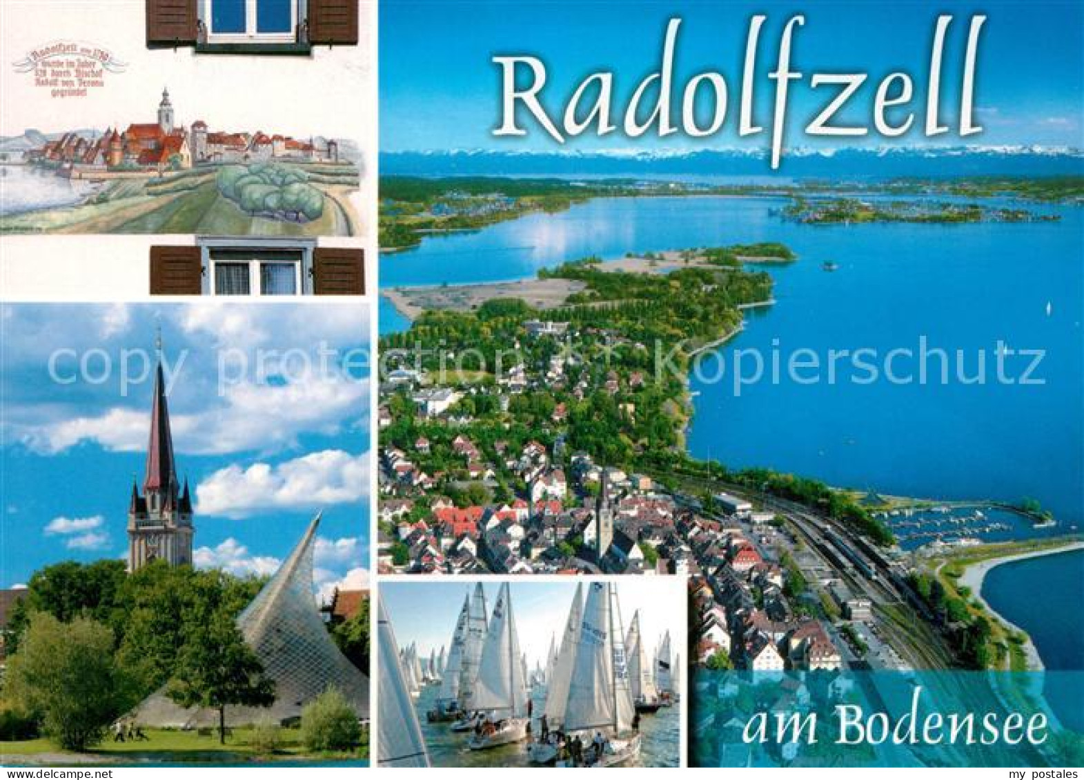 73177674 Radolfzell Bodensee Stadt Um 1750 Muenster Segelregatta Fliegeraufnahme - Radolfzell