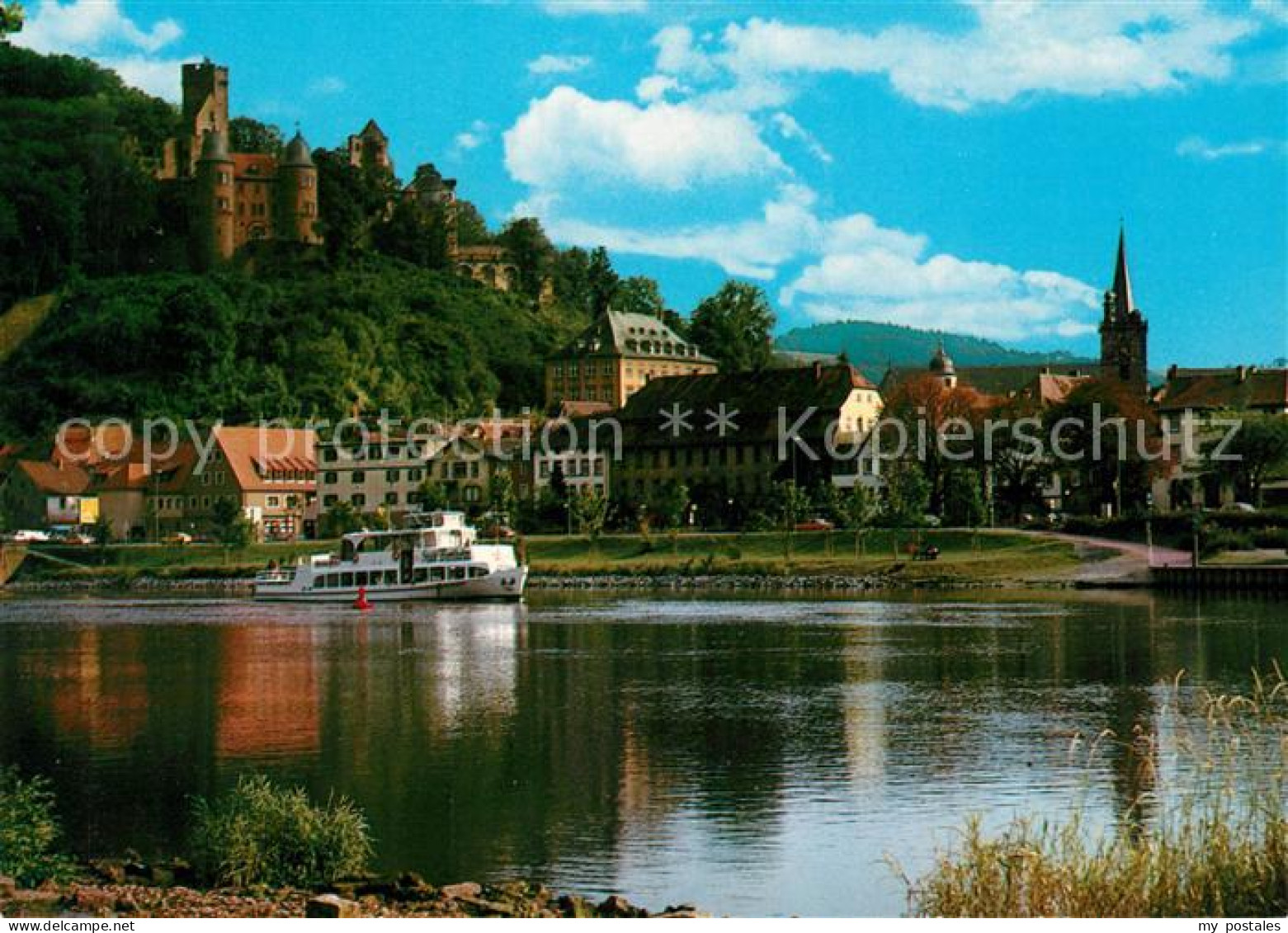 73177648 Wertheim Main Blick Ueber Den Main Zur Stadt Burg Ausflugsdampfer Werth - Wertheim