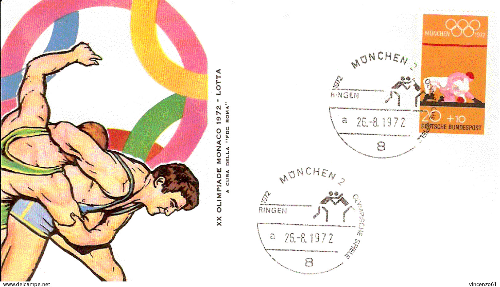 MUNCHEN OLIMPIC GAME  1972 LOTTA ANNULLO SPECIALE - Lucha