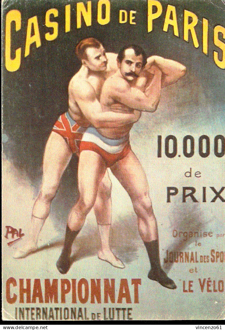 Bellisa Riproduzione Di Cartolina D'epoca Viaggiata Con Annullo Speciale Campionato Italiano Lotta Stile Libero Chiavari - Wrestling