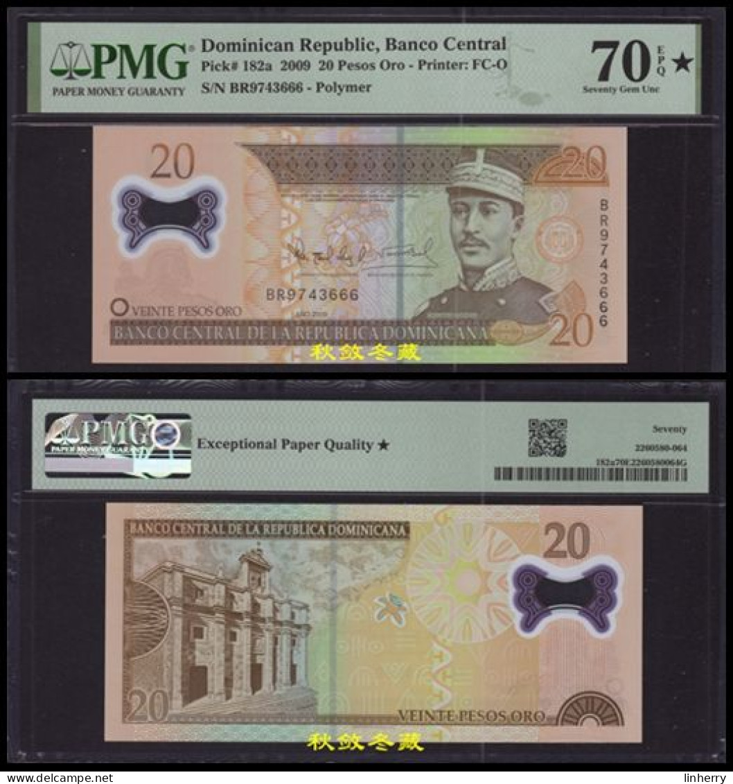 Dominicana 20 Pesos, 2009 Lucky Number 666, PMG70 - Dominikanische Rep.