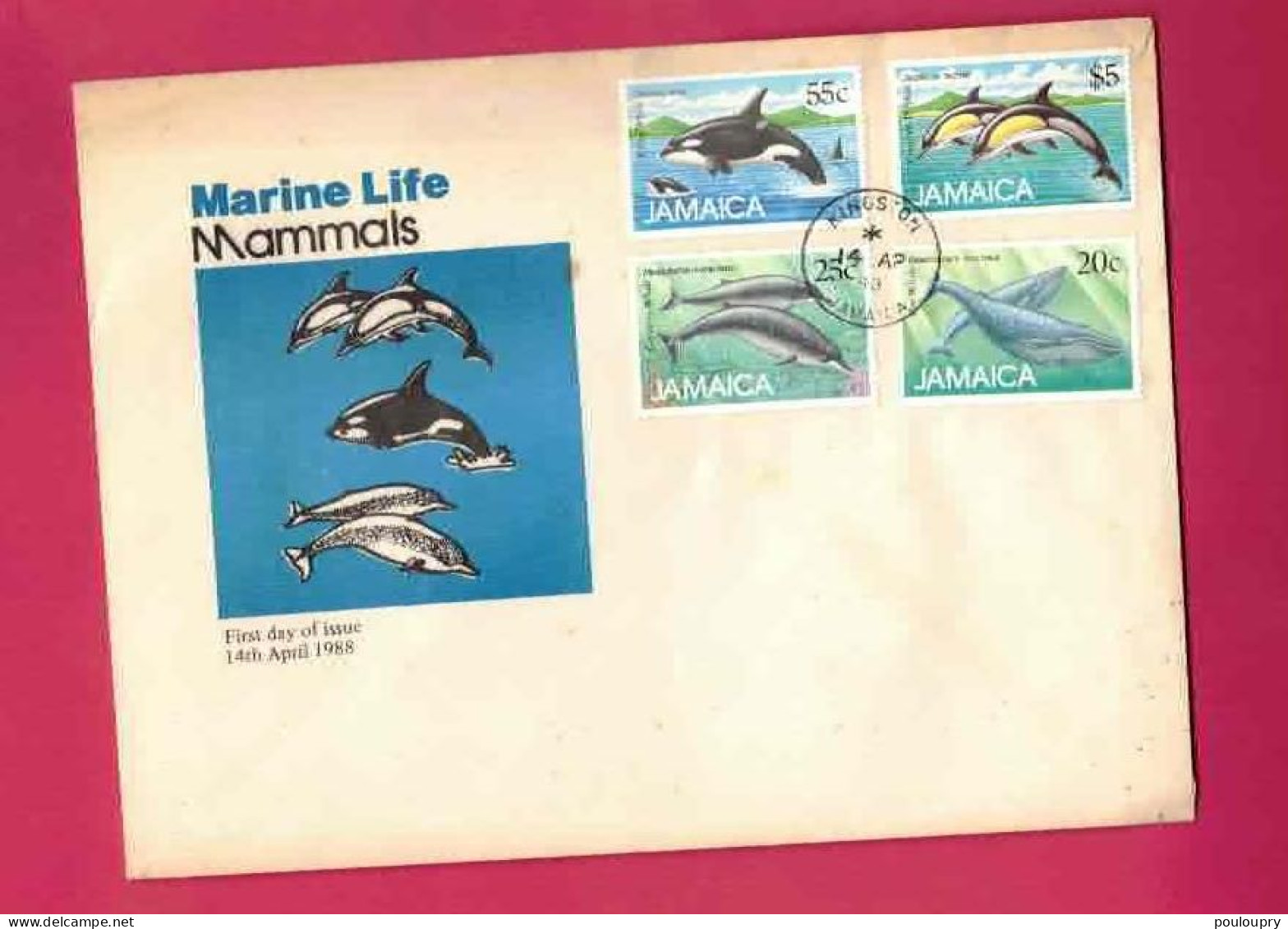 FDC De 1988 De Jamaîque - Dauphin - Baleine - Dauphins