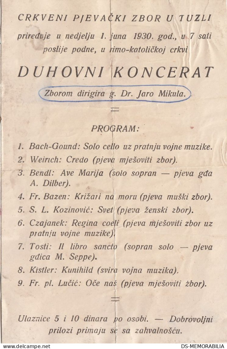 Tuzla - Duhovni Koncerat 1930 - Bosnie-Herzegovine