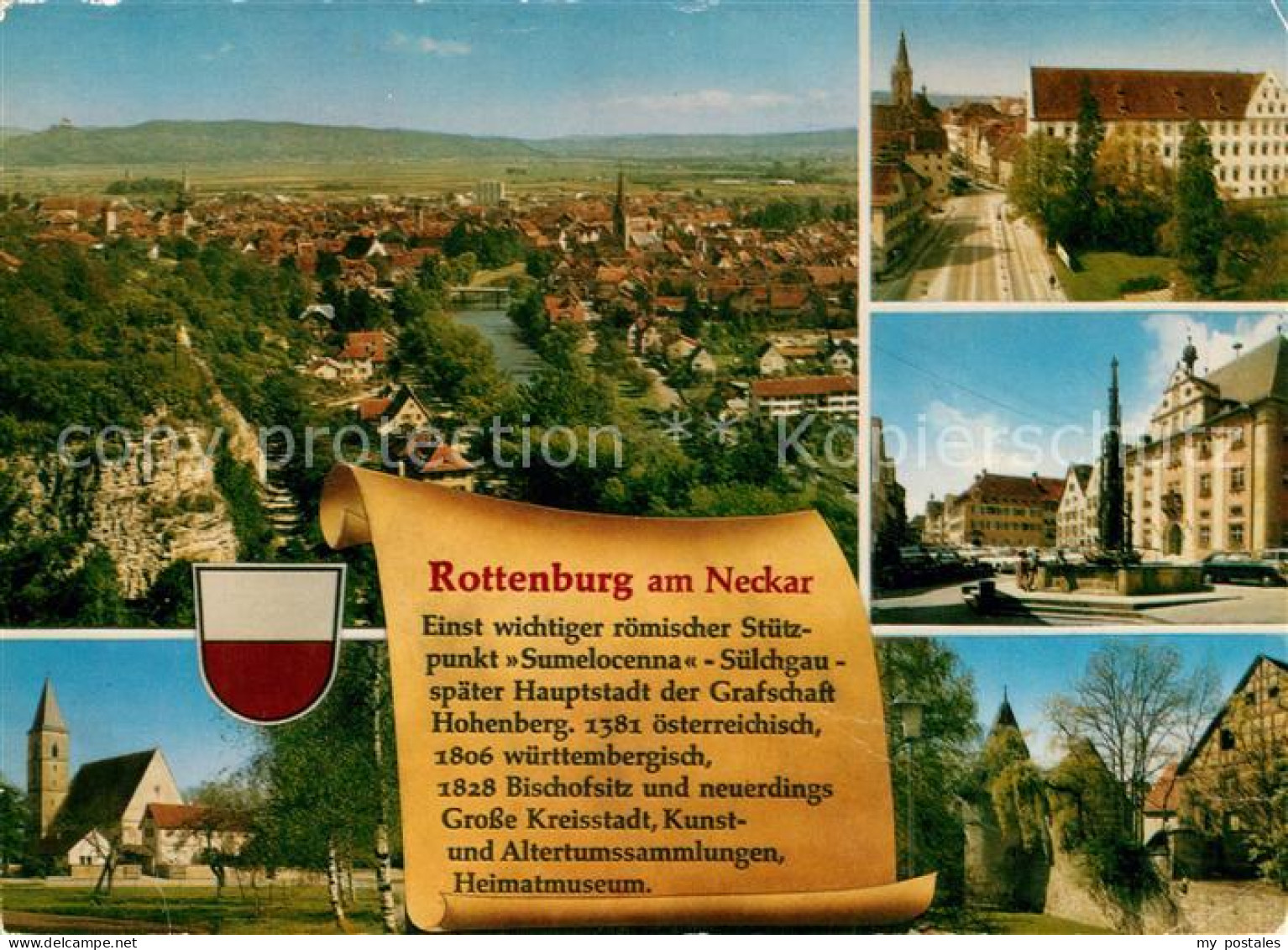 73177362 Rottenburg Neckar Stadtpanorama Innenstadt Brunnen Kirche Chronik Wappe - Rottenburg
