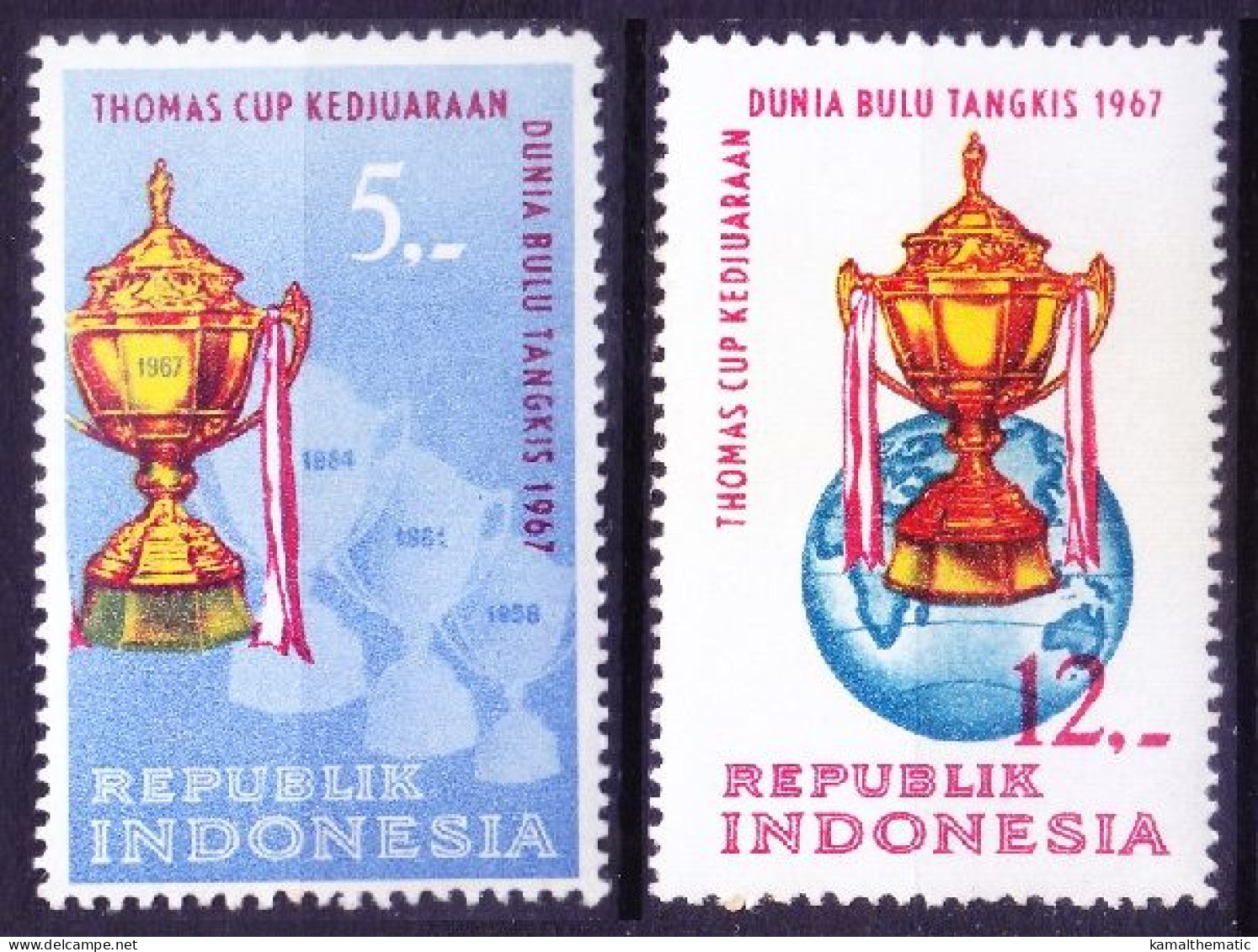 Thomas Cup World Badminton Championships, Sports, Indonesia 1967 Mint Uneven Gum 2v - Bádminton