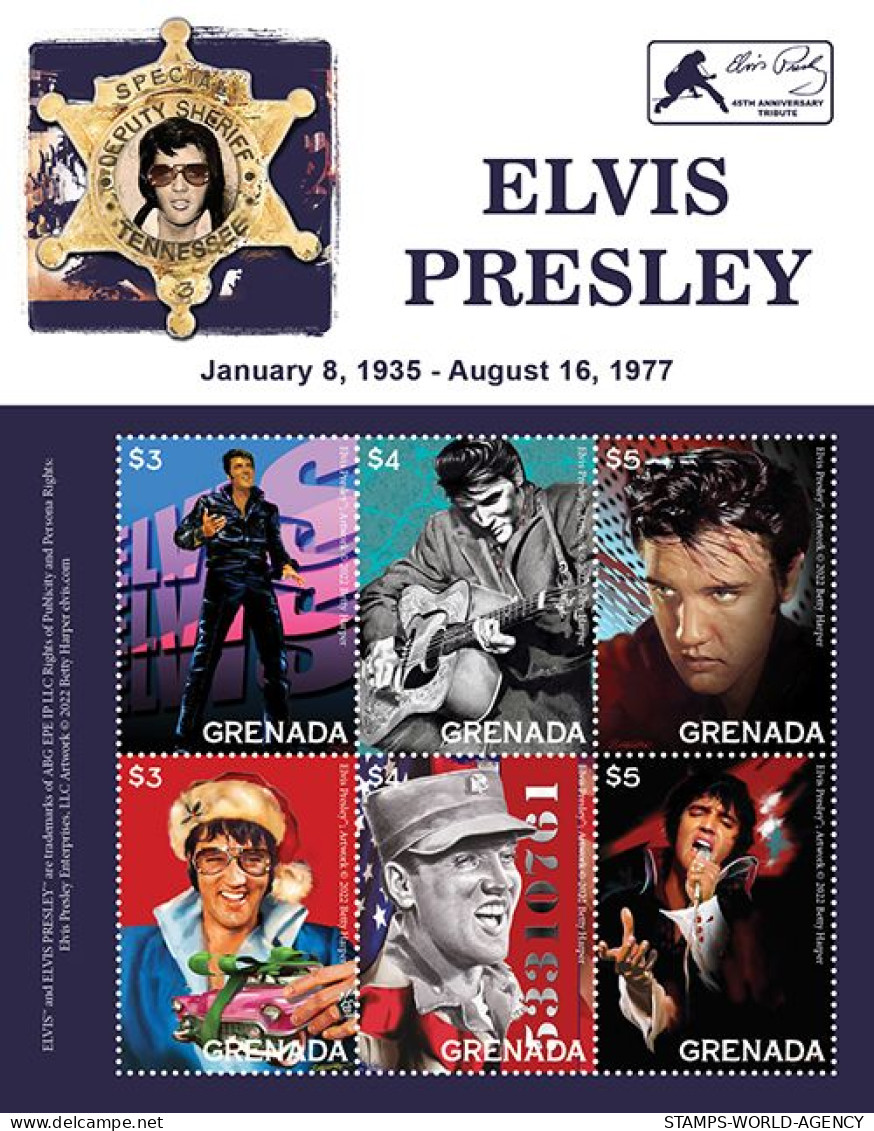 2023-06 - GRENADA- ELVIS PRESLEY             6V  MNH** - Chanteurs