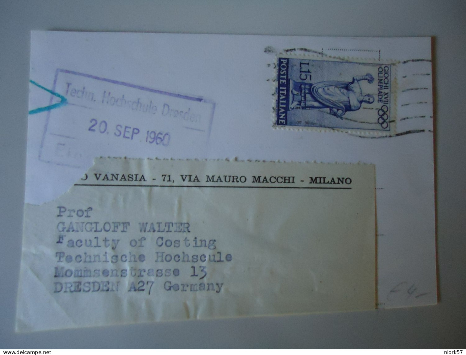 ITALY UNOFFICIAL POSTAL  CARDS OLYMPIC GAMES ROMA 1960 POSTED DRESDEN - Verano 1960: Roma