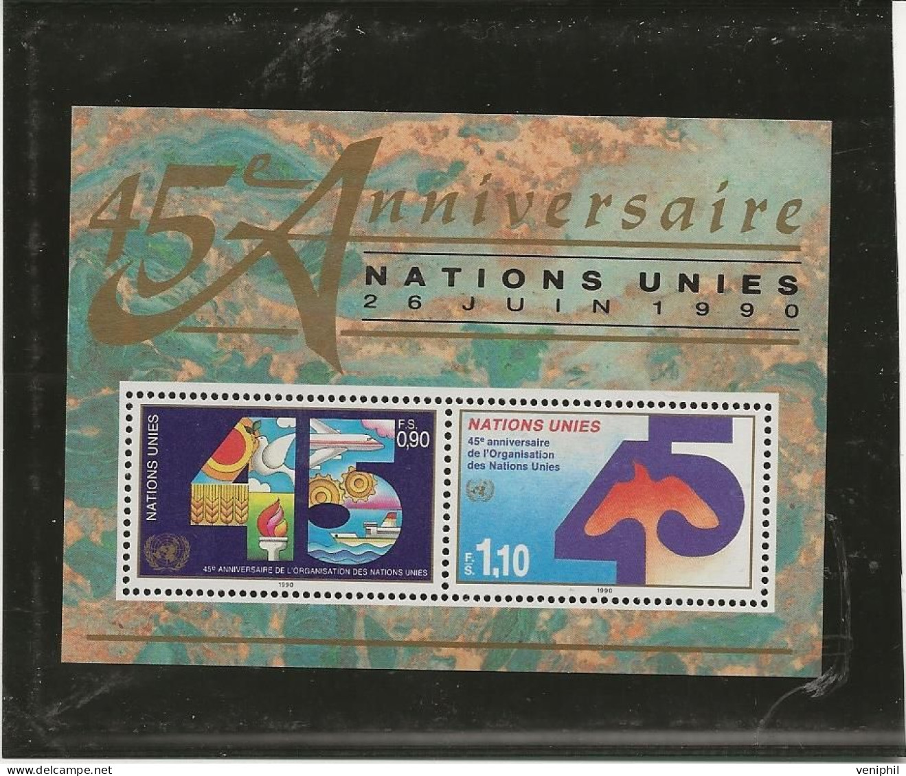 NATIONS-UNIES  ( GENEVE )  BLOC AVEC TIMBRES N° 192-193 -  ANNEE 1990 NEUF SANS CHARNIERE - Other & Unclassified