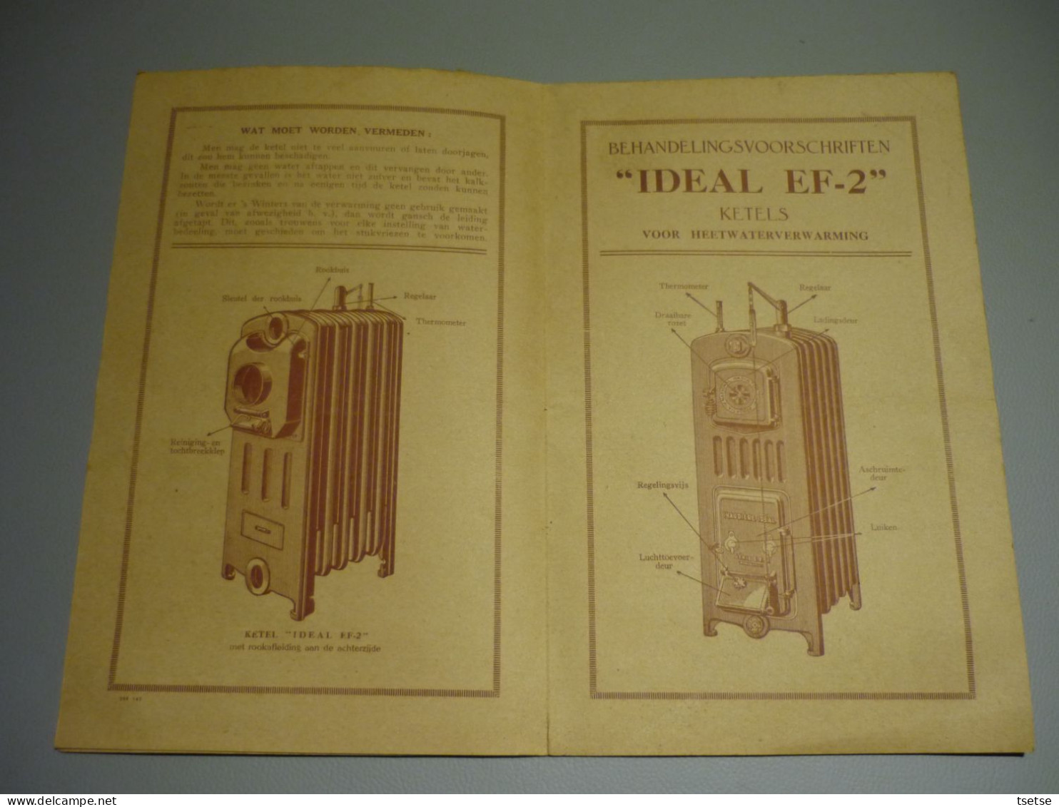 Livret D'instruction Pour Chaudières " Idéal EF-2 " - Materiaal En Toebehoren