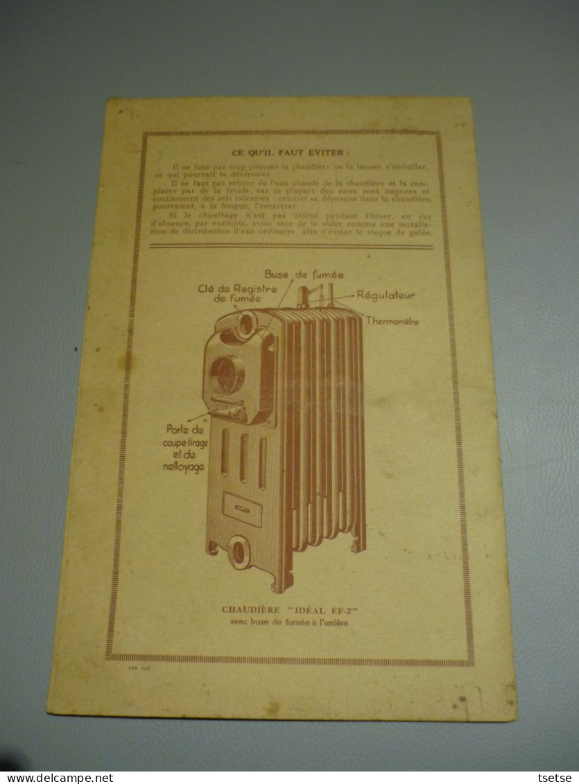 Livret D'instruction Pour Chaudières " Idéal EF-2 " - Supplies And Equipment