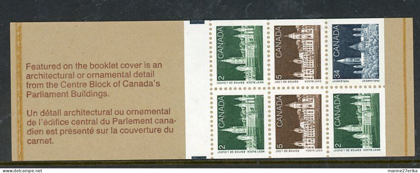 Canada MNH 1985 Booklet "Parliament Buildings" - Unused Stamps