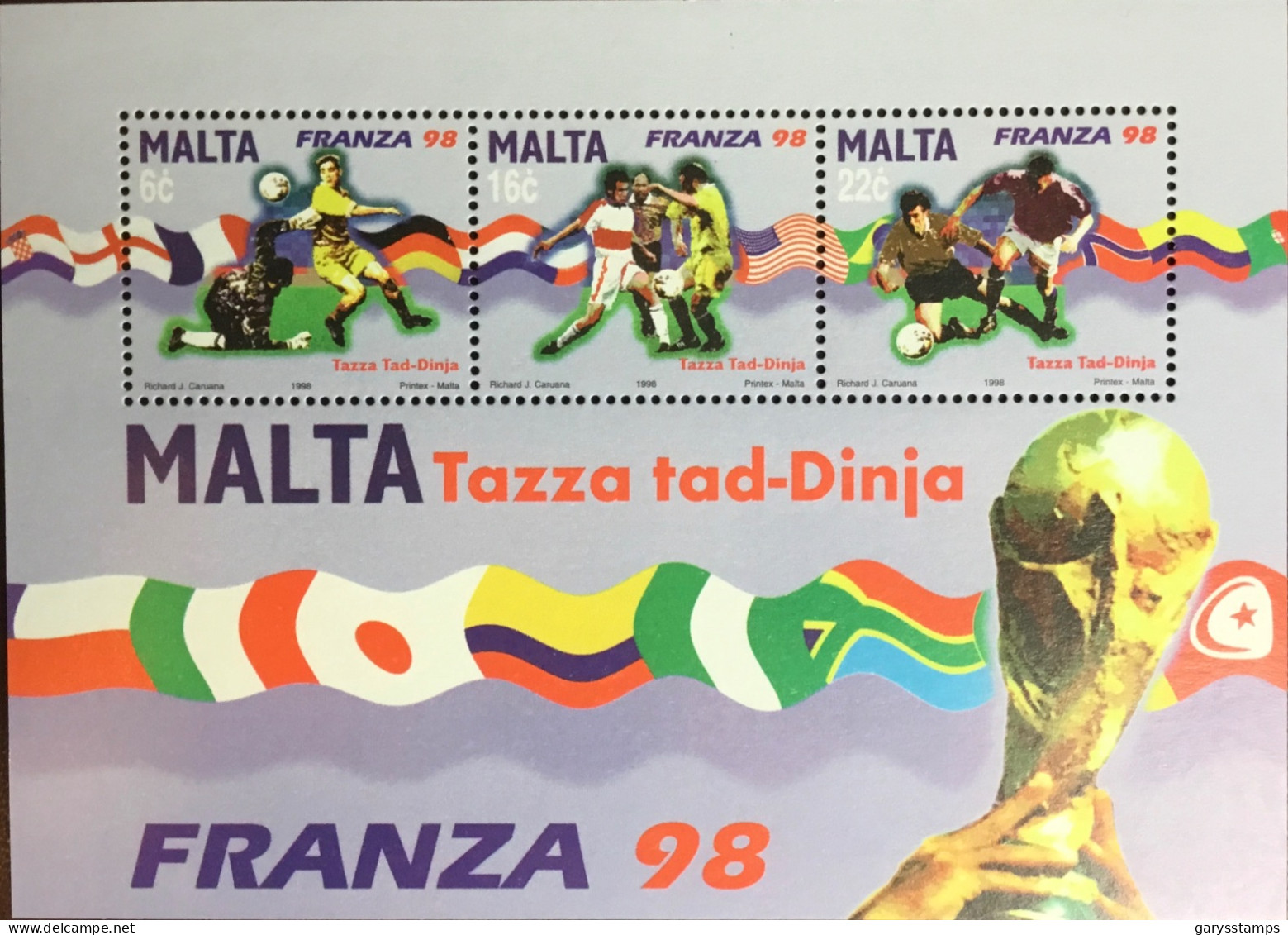 Malta 1998 World Cup Minisheet MNH - Malte