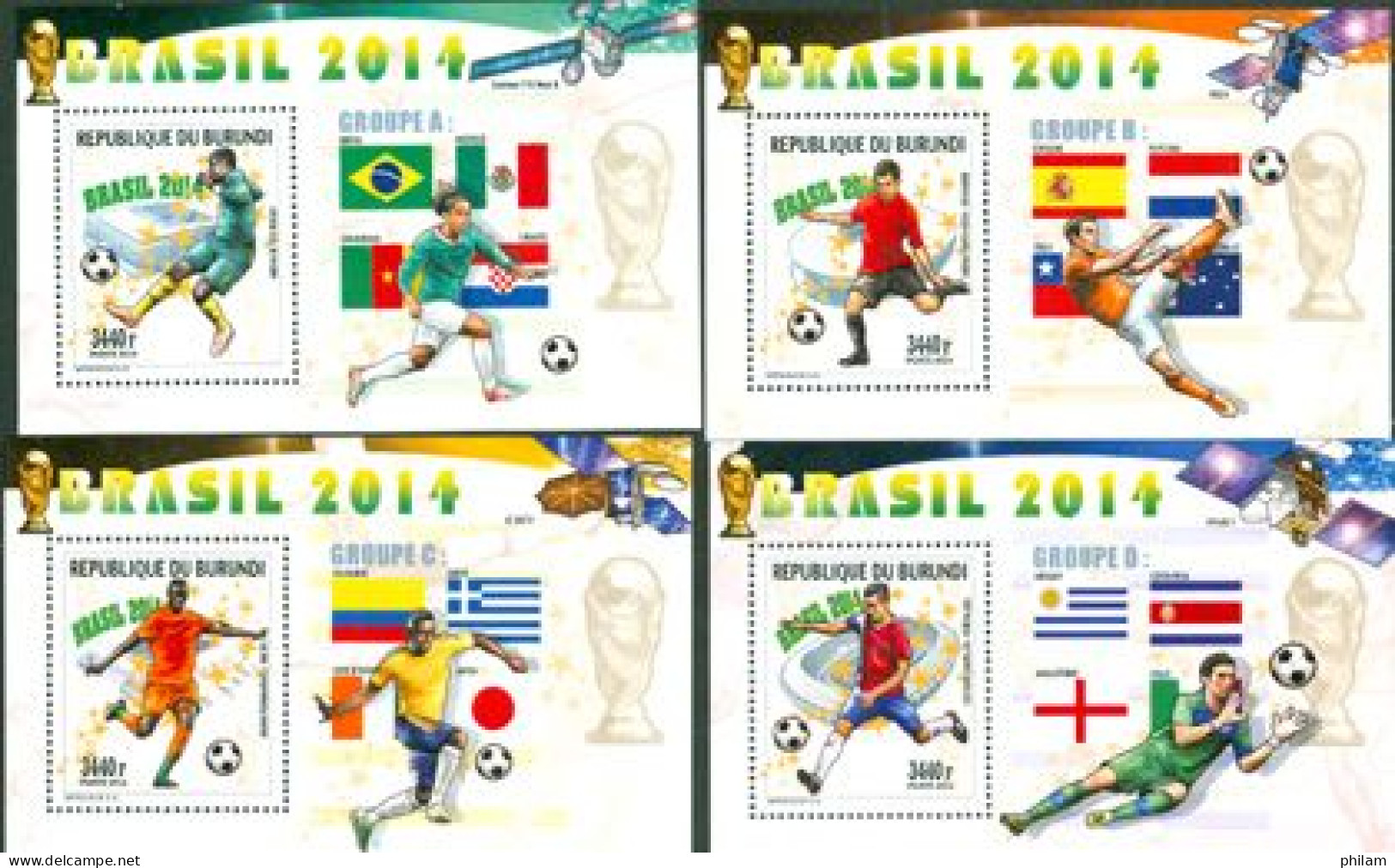 BURUNDI 2014 - Coupe Du Monde Brasil 2014 - 8 Blocs De Luxe - 2014 – Brazil