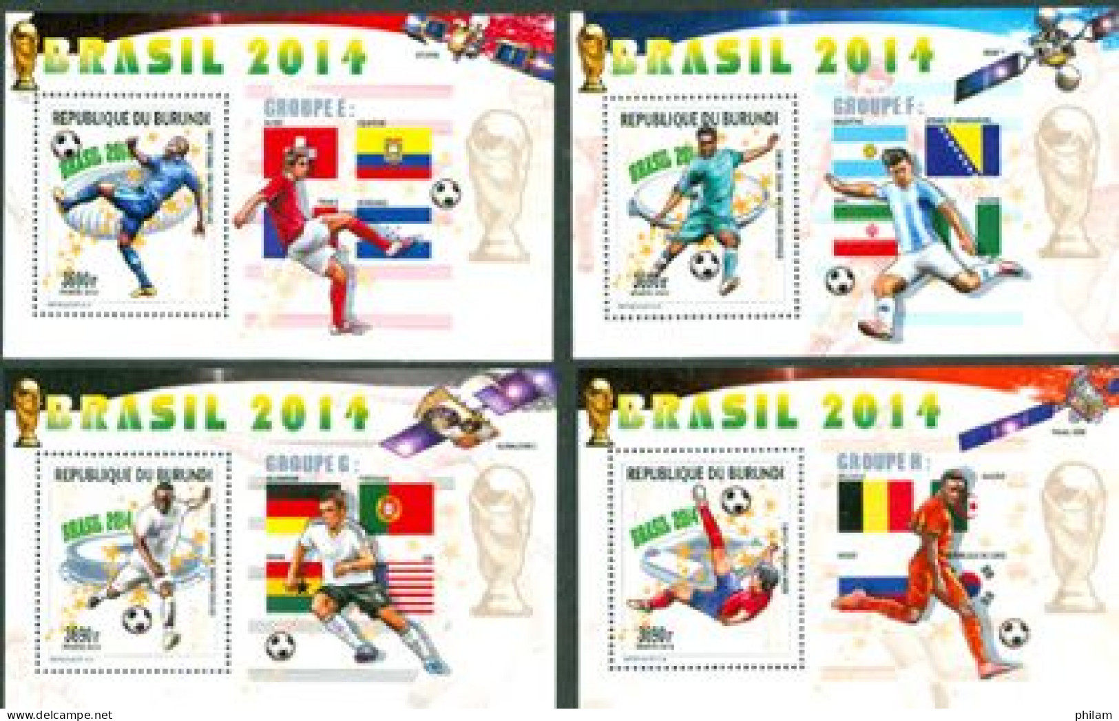 BURUNDI 2014 - Coupe Du Monde Brasil 2014 - 8 Blocs De Luxe - 2014 – Brasilien