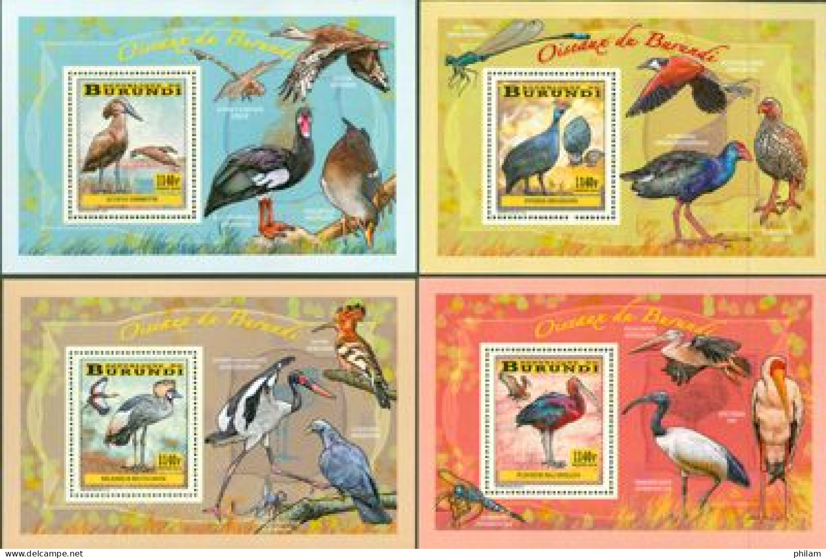 Burundi 2014 - Les Oiseaux Du Burundi - Echassiers - 4 Blocs De Luxe - Storks & Long-legged Wading Birds