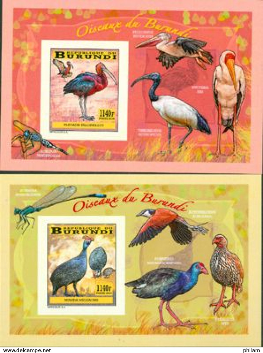 Burundi 2014 - Les Oiseaux Du Burundi - Echassiers - 4 Blocs De Luxe ND - Storks & Long-legged Wading Birds