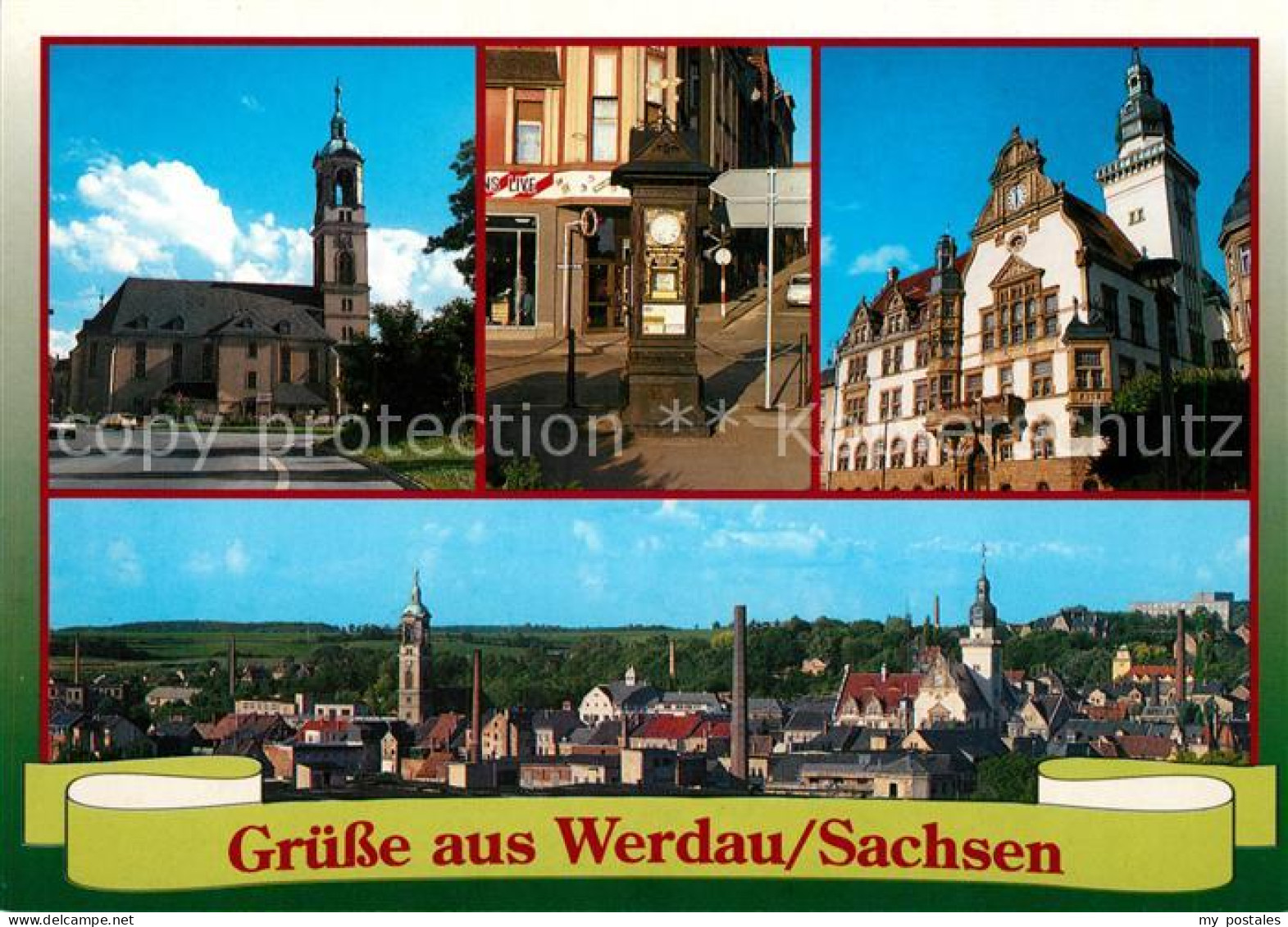 73176659 Werdau Sachsen Rathaus Annoncenuhr Sankt Marien Kirche Panorama Werdau  - Werdau