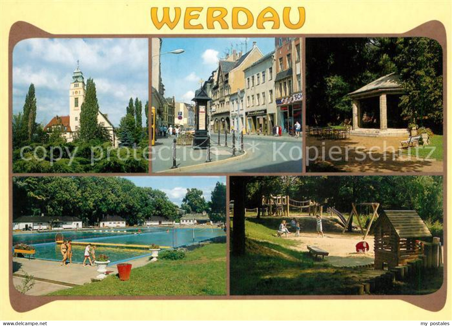 73176650 Werdau Sachsen Schwimmbad Annoncenuhr Pavillon An Den Teichen Spielplat - Werdau