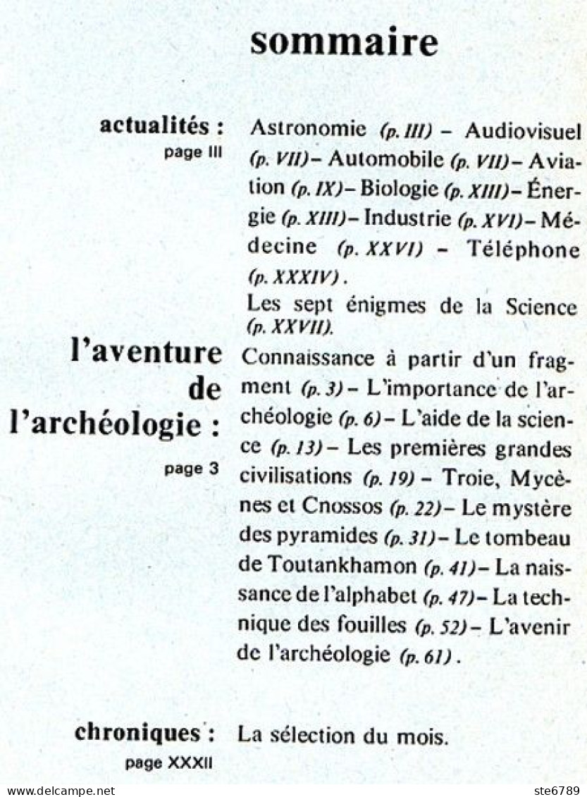 Revue SCIENCES DU MONDE  Aventure De  Archéologie  N° 133 1974 - Wissenschaft