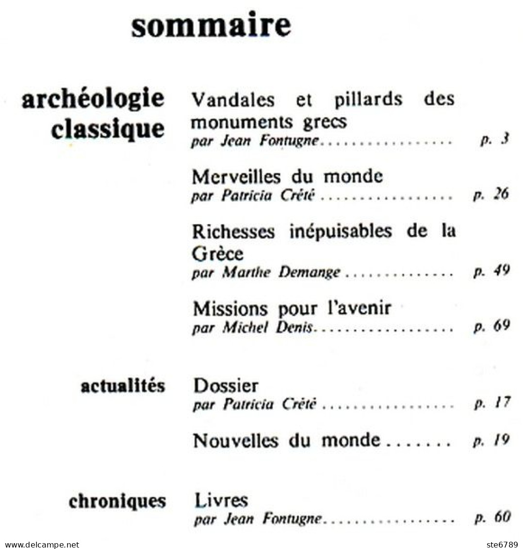 Revue SCIENCES DU MONDE  Archéologie Classique  N° 148 1976 - Science