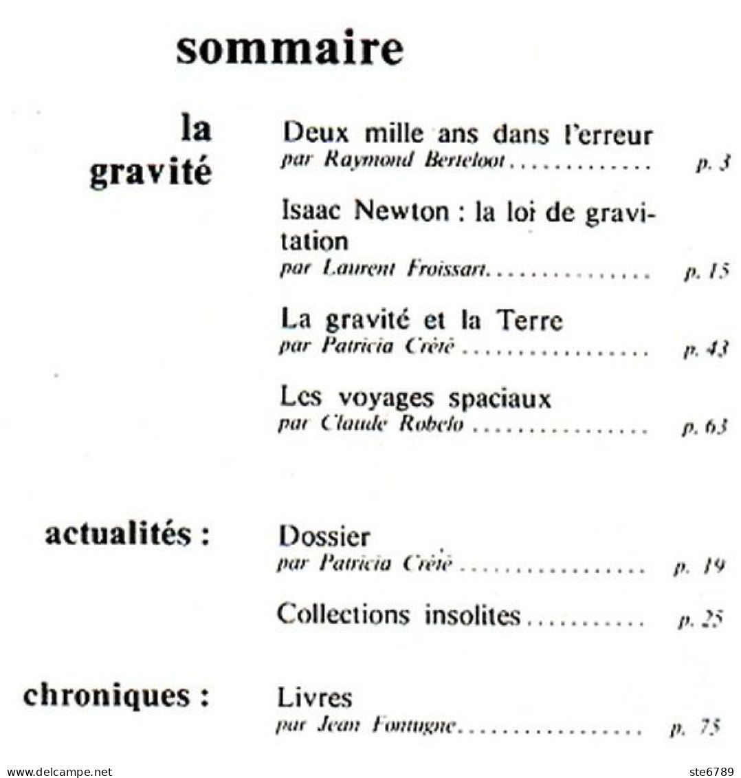 Revue SCIENCES DU MONDE  La Gravité N° 143 1975 - Ciencia