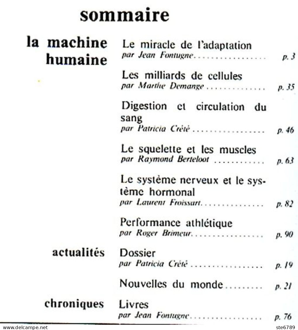 Revue SCIENCES DU MONDE  La Machine Humaine  N° 144 1975 - Wissenschaft