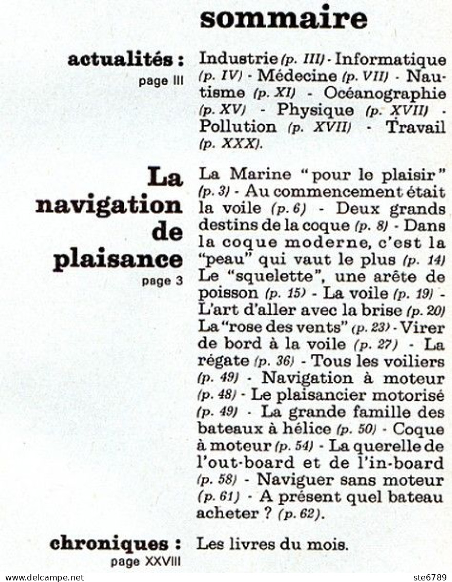 Revue SCIENCES DU MONDE  La Navigation De Plaisance     N° 115  1973 - Ciencia