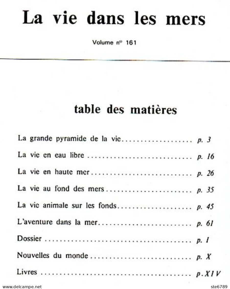 Revue SCIENCES DU MONDE  La Vie Dans Les Mers  N° 161 1977 - Animaux