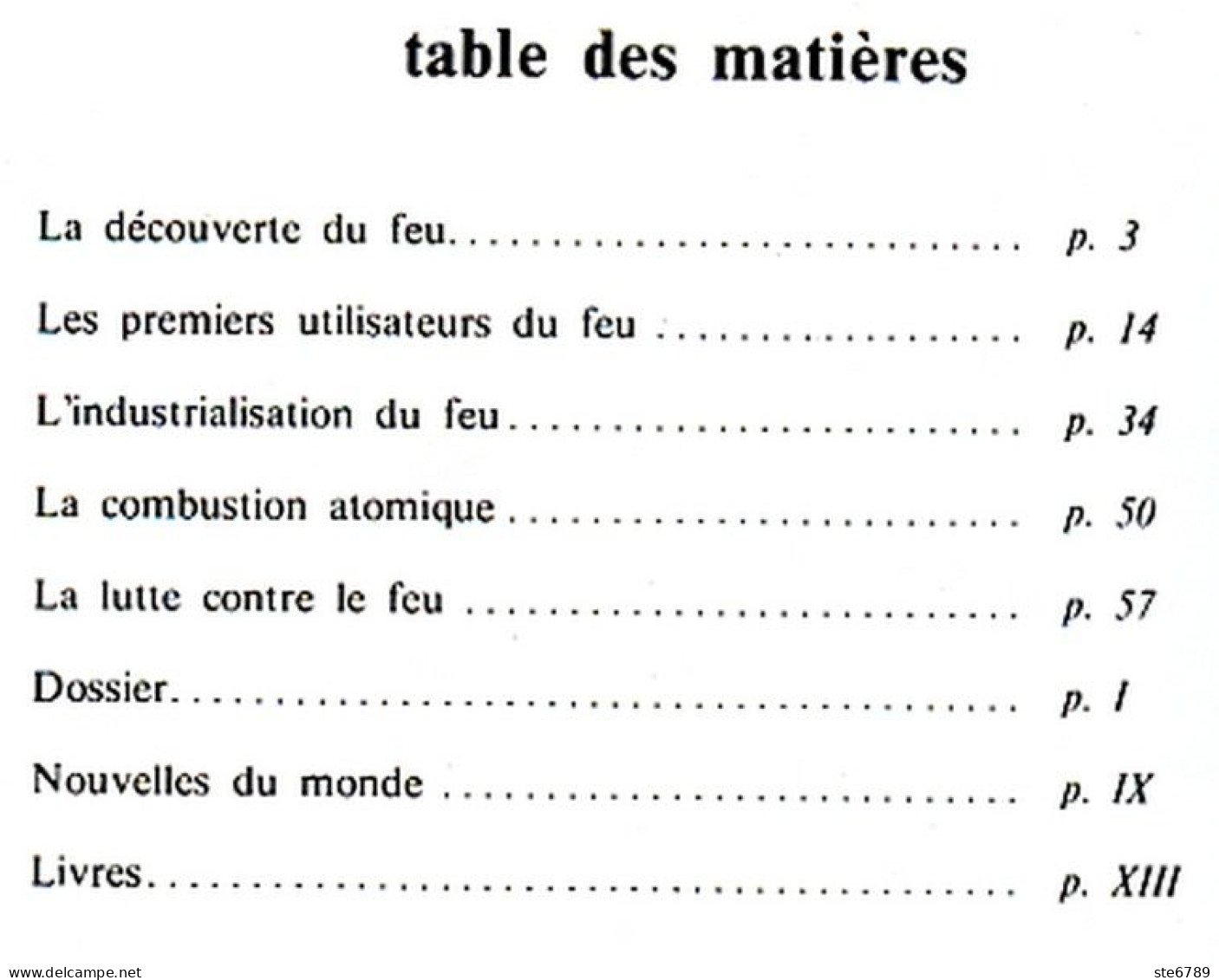 Revue SCIENCES DU MONDE  Le Feu  N° 160 1976 - Science