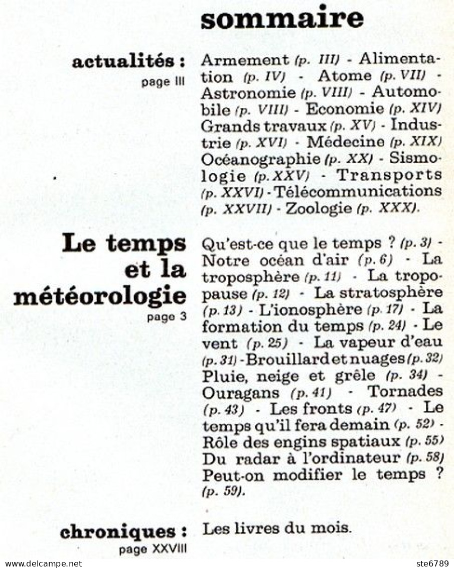 Revue SCIENCES DU MONDE  Le Temps Et La Météorologie Meteo    N° 113  1973 - Science