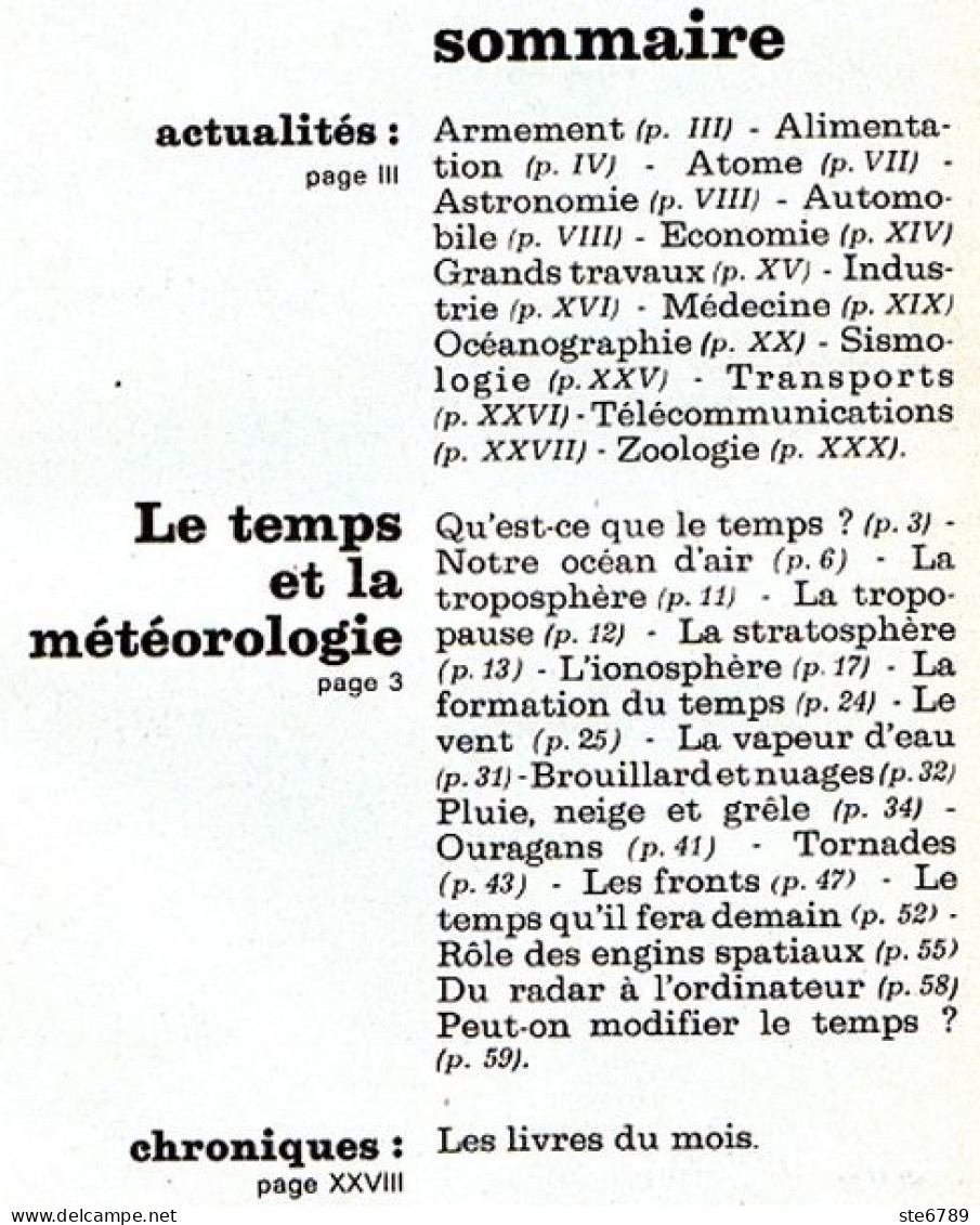 Revue SCIENCES DU MONDE  Le Temps Et La Météorologie Meteo    N° 113  1973 - Ciencia