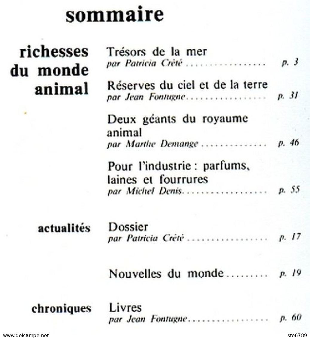 Revue SCIENCES DU MONDE  Richesses Du Monde Animal Animaux N° 149 1976 - Dieren