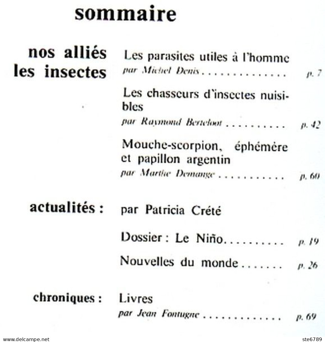 Revue SCIENCES DU MONDE  Nos Alliés Les Insectes   N° 141 1975 - Dieren