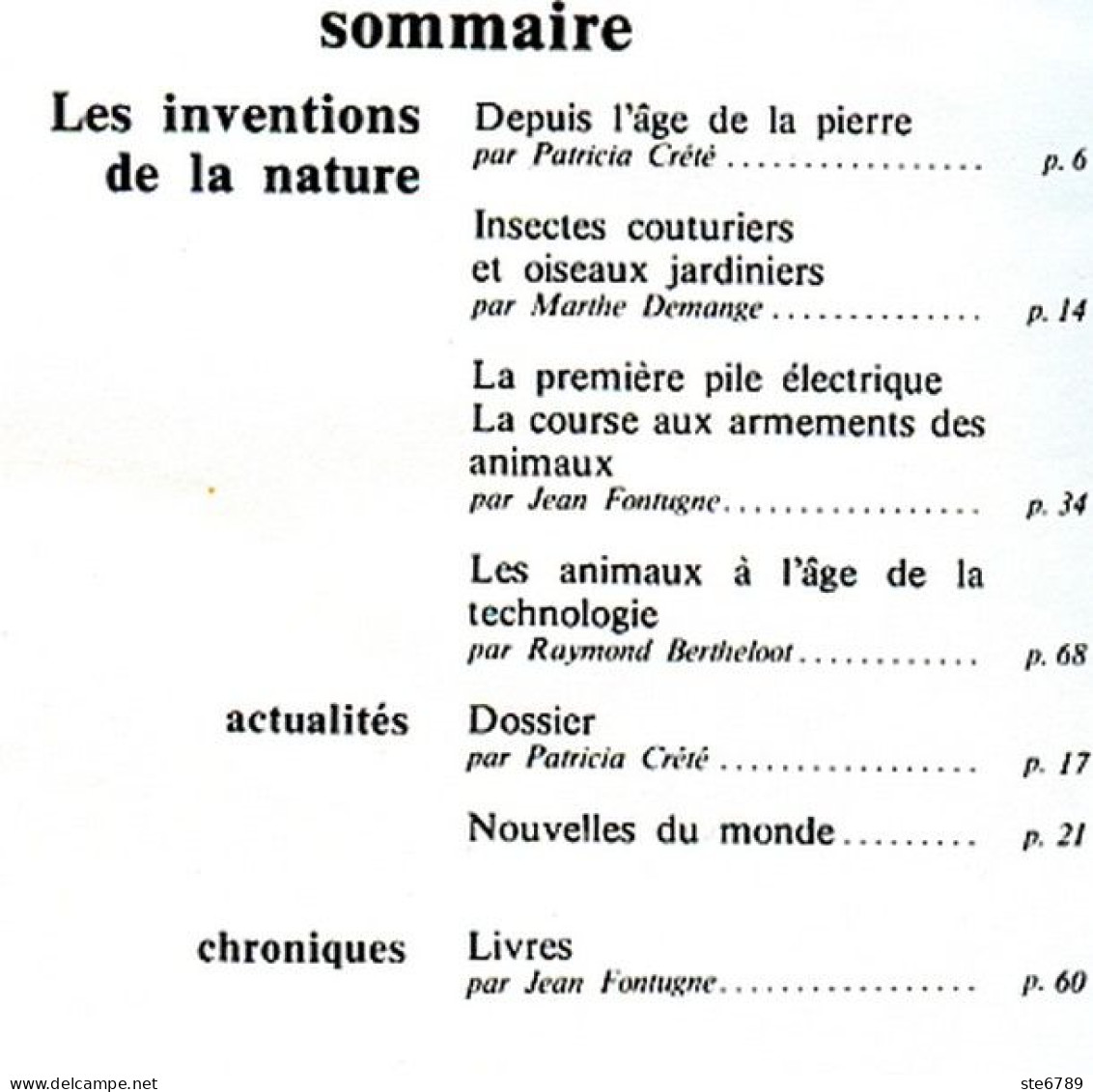 Revue SCIENCES DU MONDE  Les Inventions De La Nature Animaux N° 146 1975 - Animales