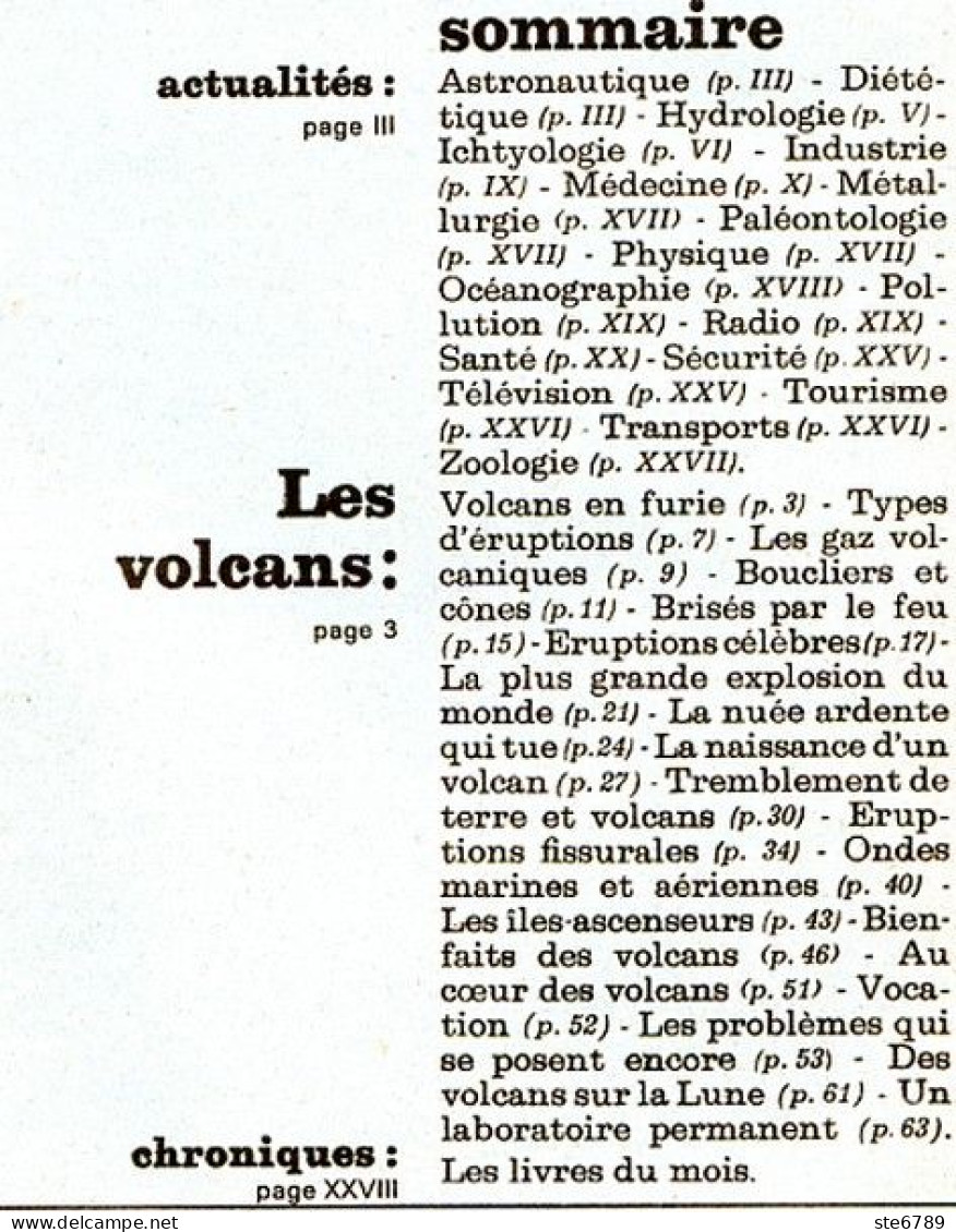 Revue SCIENCES DU MONDE  Les Volcans    N° 101  1972 - Ciencia