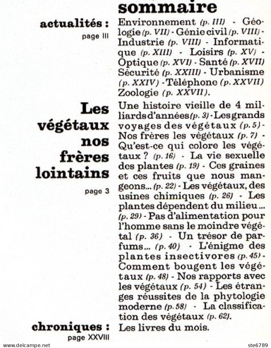 Revue SCIENCES DU MONDE  Les Végétaux Nos Freres Lointains Fleurs Plantes N° 126  1974 - Wetenschap