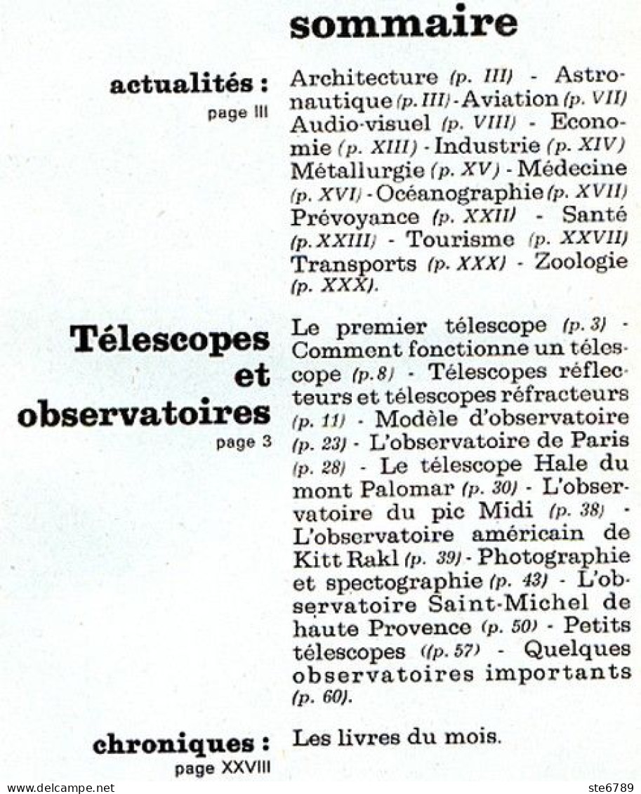 Revue SCIENCES DU MONDE  Telescopes Et Observatoires    N° 112  1973 - Wissenschaft