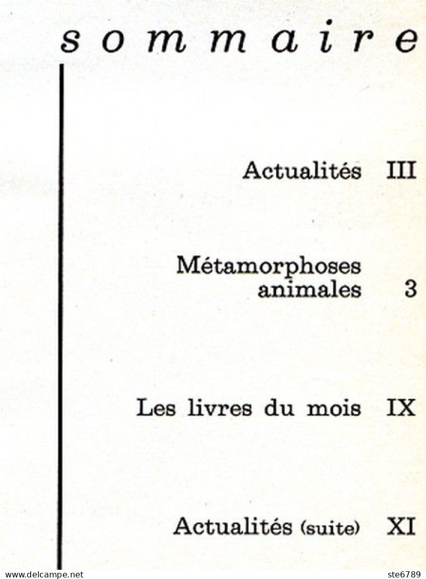 Revue SCIENCES DU MONDE  Métamorphoses Animales Animaux     N° 80  1970 - Animals