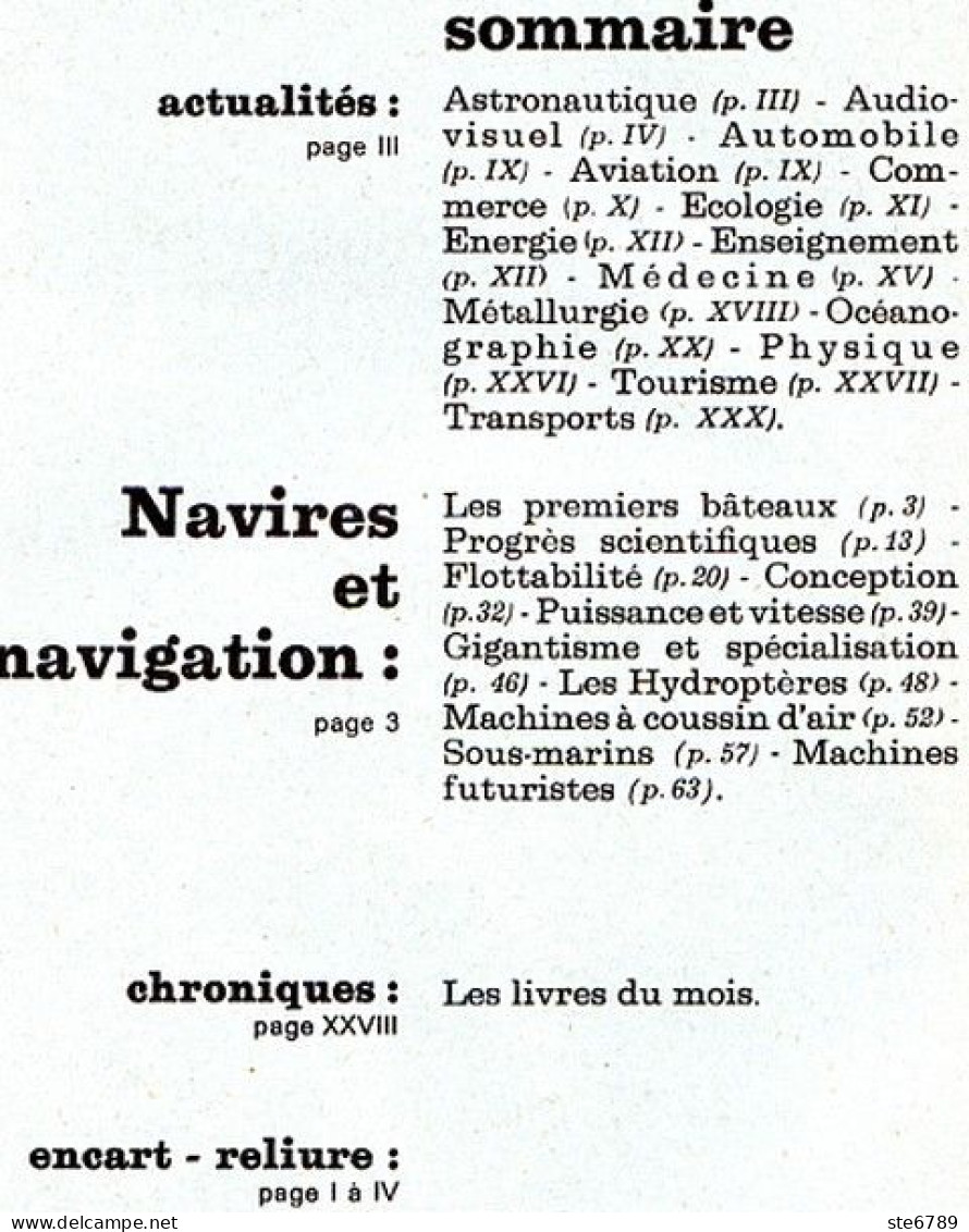 Revue SCIENCES DU MONDE  Navires Et Navigation Bateaux N° 103 1972 - Science