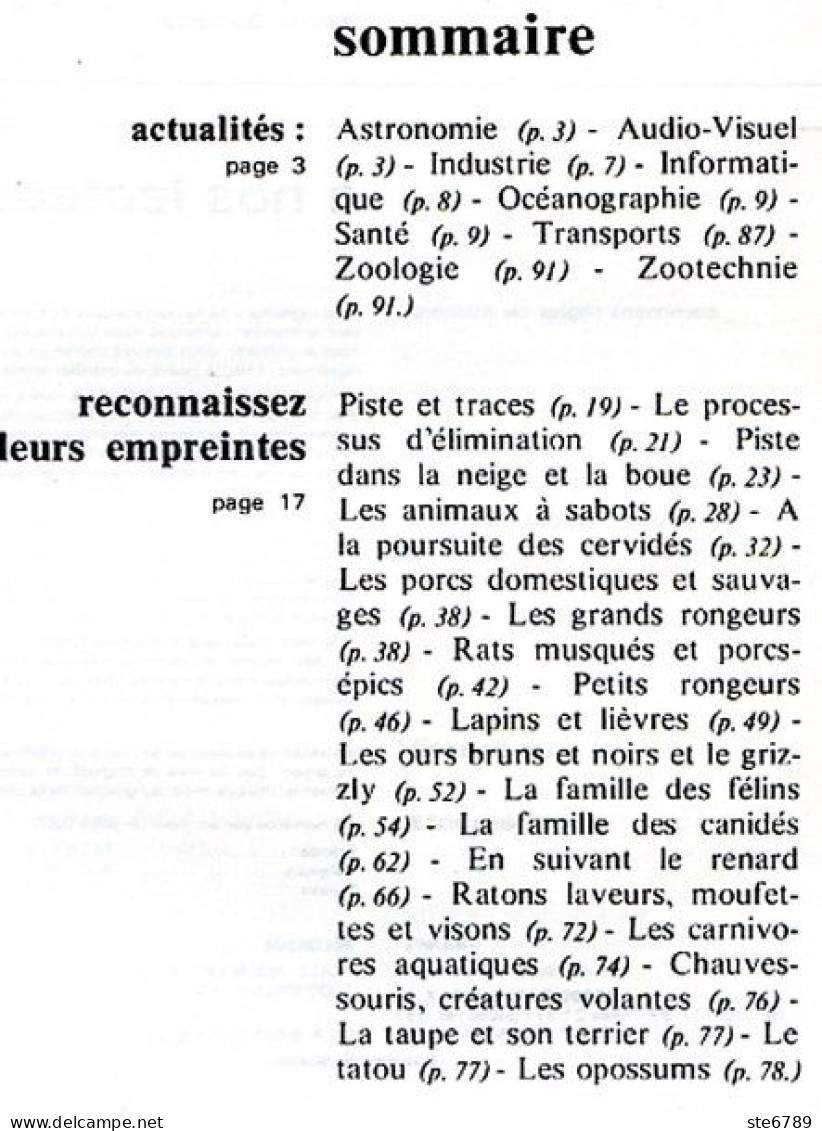 Revue SCIENCES DU MONDE Animaux Reconnaissez Leurs Empreintes N° 138 1975 - Animals