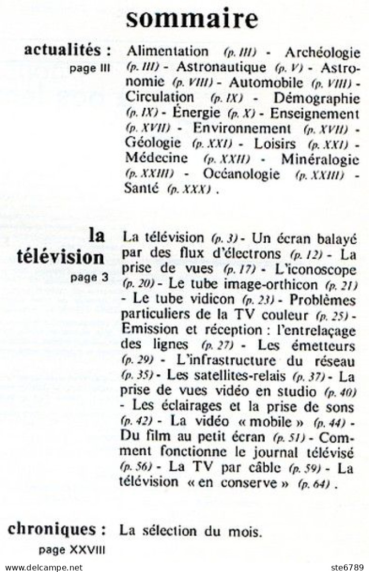 Revue SCIENCES DU MONDE La Télévision   N° 136 1975 - Wetenschap